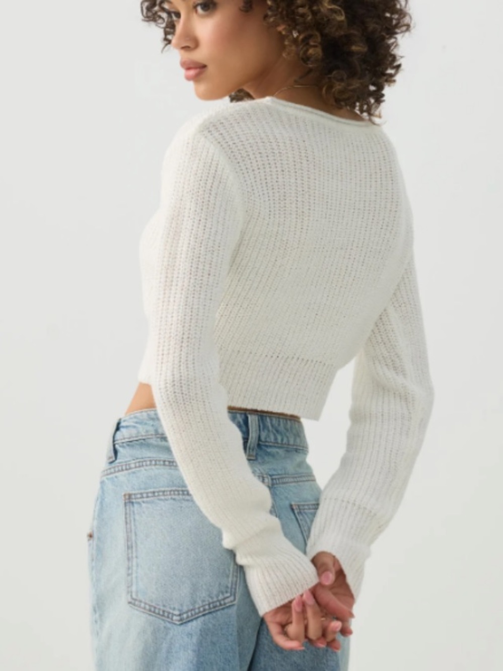 Ardene Cropped Rib-Knit Sweater Size S